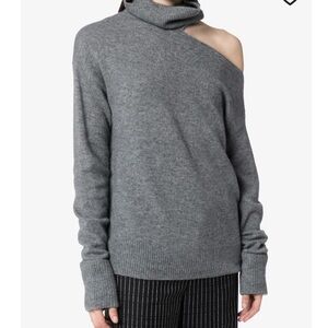 PAIGE Gray Off-the-Shoulder Sweater